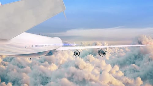 Commercial Airplane Over Clouds Arriving City Nouakchott