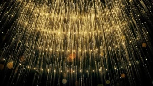Golden Sparkling Particles Falling Abstract Loop Background