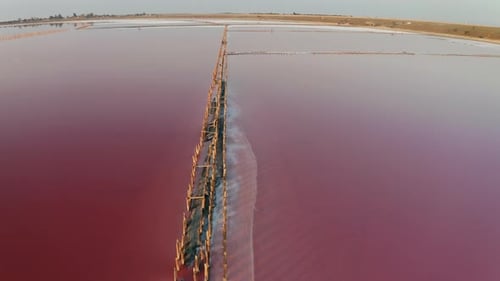 Aerial View of the Salty Pink Lake