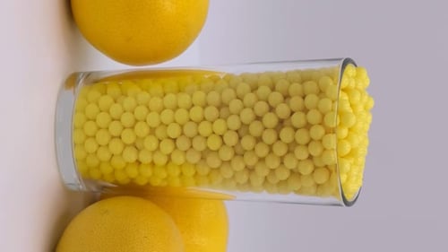 Vertical orientation video: Vitamin C to improve immunity. Ascorbic acid and lemon
