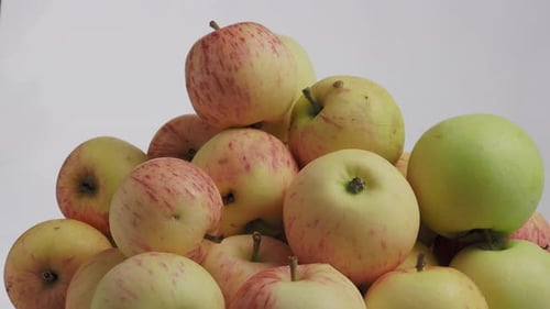 Rotating apples. Bio apples. Apples from the garden.