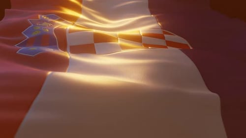 Realistic Waving Croatian Flag Animation Loop