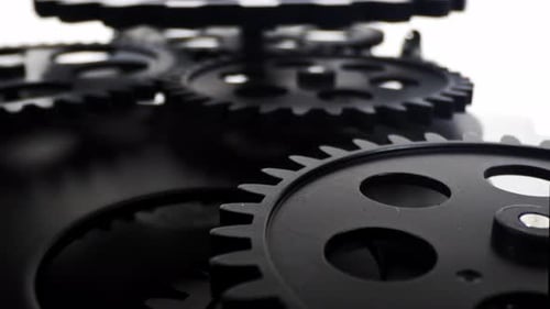 Dark Gray Gears Mechanism Close Up