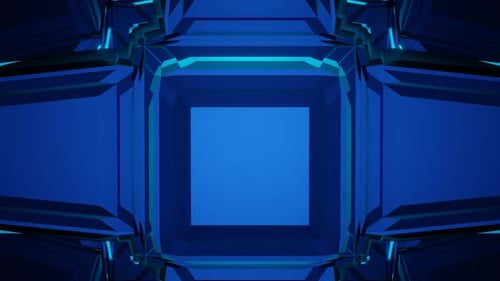 Abstrakter blauer polygonaler Roboter-Drehmechanismus
