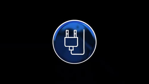 3D Electric Plug Icon Rotation on Blue Background
