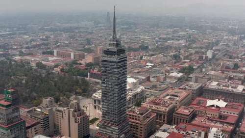 Aerial View of Large Town Cityscape with Torre Latinoamericana Tall Building and Palacio De Bellas