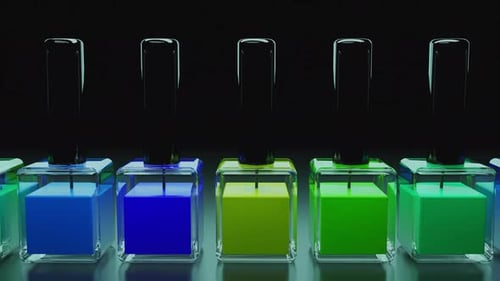 Modern Nail Polish Bottles with Dynamic Color Change Animation