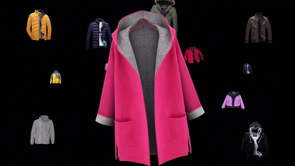 Moving animation of coats. Transparent background and loop video ...