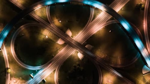 Hyperlapse of Night City Traffic