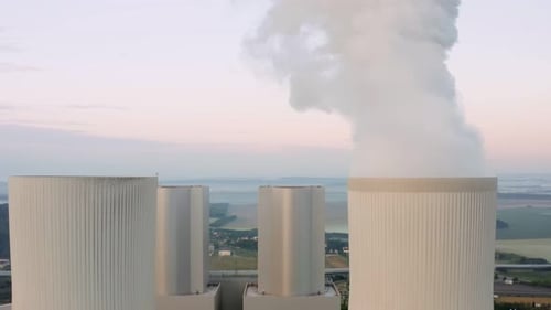 Top View Close-up of Brown Coal Fired Power Station