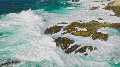 Vitality of Blue Energy Clear Ocean Water Powerful Stormy Sea Waves Splashing