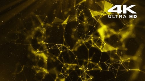 Abstract Futuristic Glowing Golden Network Background Loop