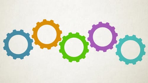 Colorful Flat Design Industrial Gears Animation