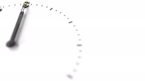 Hand Pointing at Dollar Symbols on Clock Face