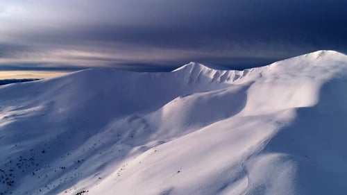 Aerial View in Sunrise Winter Mountain