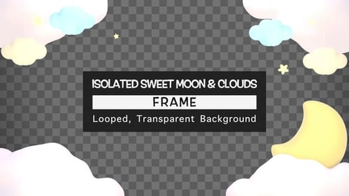 Sweet Pastel Moon Clouds Frame Animation