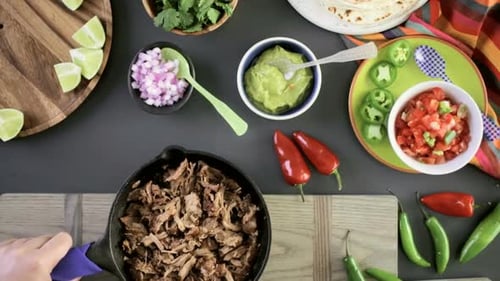 Taco Ingredients Overhead Display, Ready to Prepare