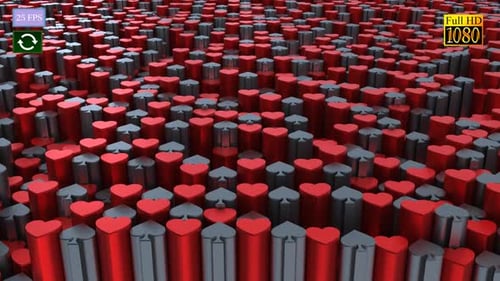 Animated Background of Red Hearts and Grey Spades