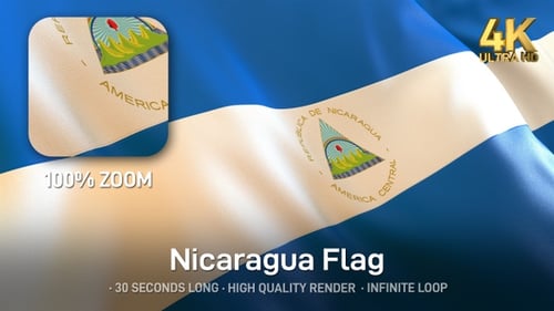 Nicaragua National Flag Waving in Realistic Animation