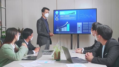 Business Meeting Presentation of Growth Strategies in Office