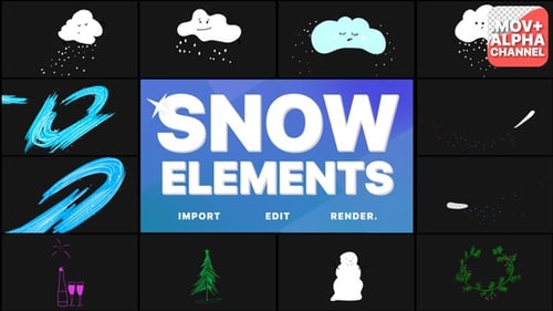 Animated Sketch Snow Christmas Elements Pack