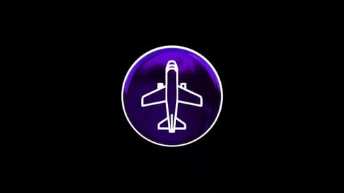Modern Glossy Airplane Icon Rotating 3D Animation