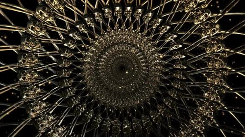 Abstract Golden Skull and Bone Tunnel Loop Animation