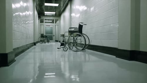 Hospital Corridor Wheelchairs Dolly Camera Movement