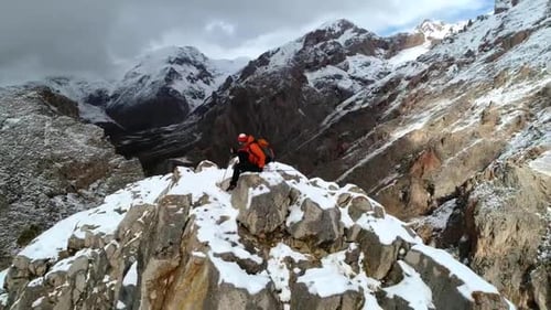 Mountain Climber In Winter