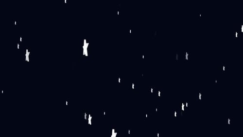 Animation d'étoiles blanches scintillant et tombant dans un mouvement hypnotique sur fond noir