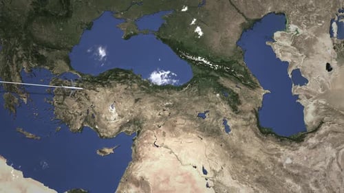 Avion volant vers Erevan en Arménie depuis l'ouest