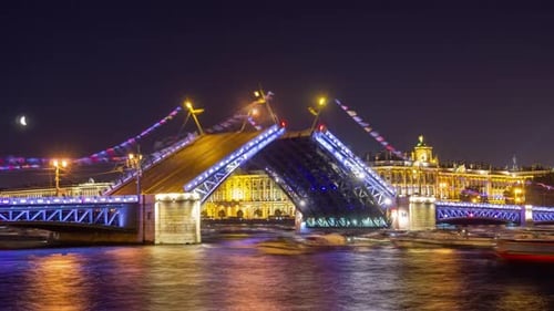 Drawn Palace Bridge and Winter Palace