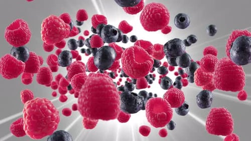 Dynamic Fresh Berries Floating Background