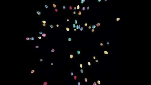 Falling Colorful Decorative Easter Eggs Animation