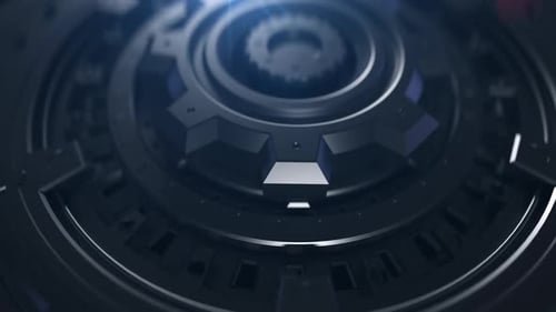 Futuristic Rotating Mechanical Elements Technology Intro