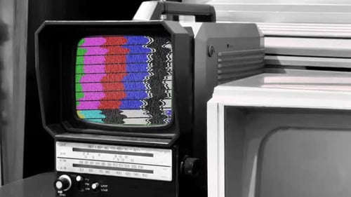 Retro Television Displaying a Test Pattern in Black and White