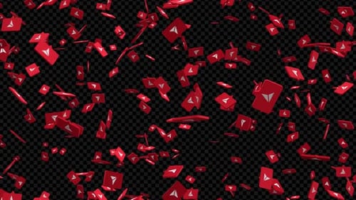 Falling 3D Red Send Icons Loop with Alpha