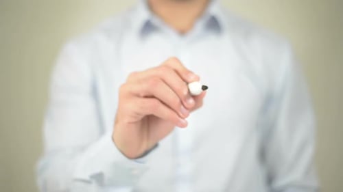 Man Drawing a Talk Bubble