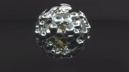 3d Liquid Metal Golden Silver Grey Background Intro Able to Loop Seamless