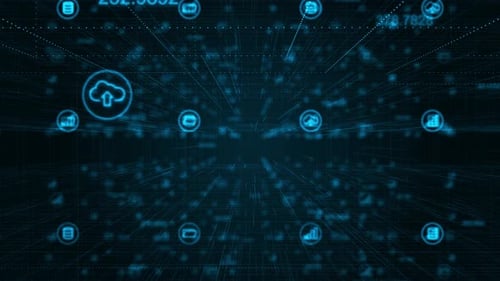 Digital Data Network Connection Background with Business Icons