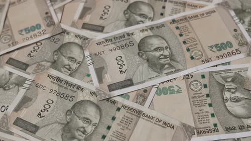 Indian Money with 500 Rupee Bills in Unfolded Form