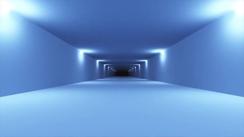Futuristic Blue Sci-fi Tunnel Interior