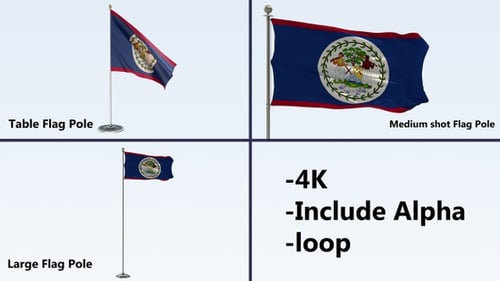 Belize Flaggenmast-Set mit 4K-Schlaufen