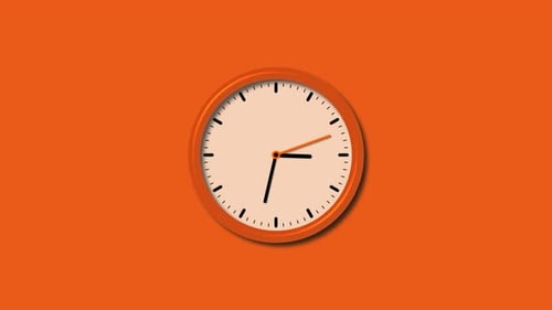 Minimalist Flat Design Clock Animation with Running Hands