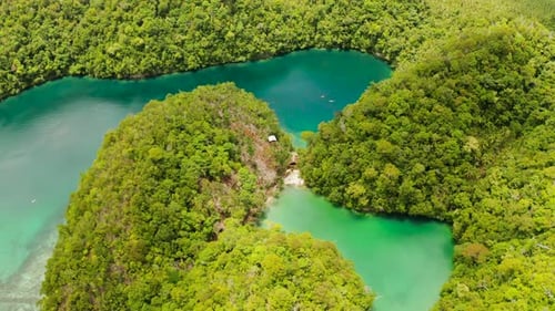 Aerial View of Sugba Lagoon SiargaoPhilippines