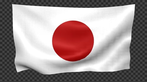 Realistic Waving Japan Flag Loop Animation