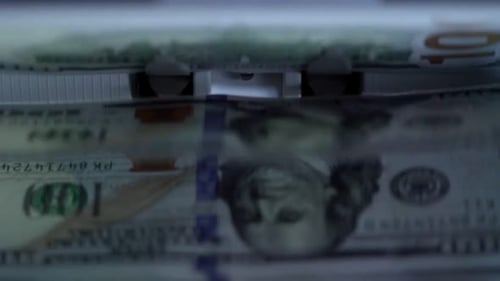 Closeup Currency Counting Machine Counting Dollar