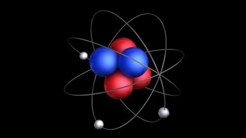 Animated 3D Atom Model Rotating on Black Background