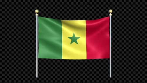 Senegal Flag Waving Loop With Alpha Channel