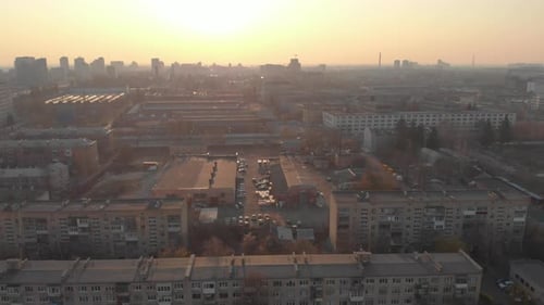 Haze Sunset Industrial City